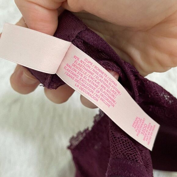Women Victoria's Secret Underwired Lace Push Up Bra in Dark Magenta Size 32DD - Picture 12 of 12
